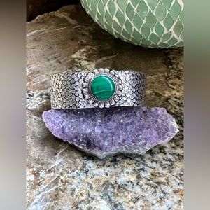 COPY - Silver Malachite Stone Cuff Bracelet